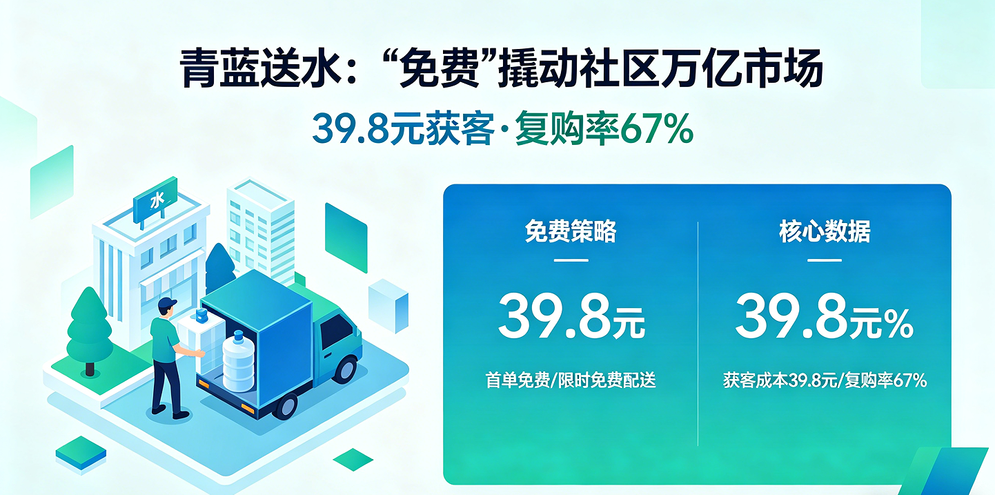 39.8元获客，复购率67%：青蓝送水如何用“免费”撬动社区万亿市场？